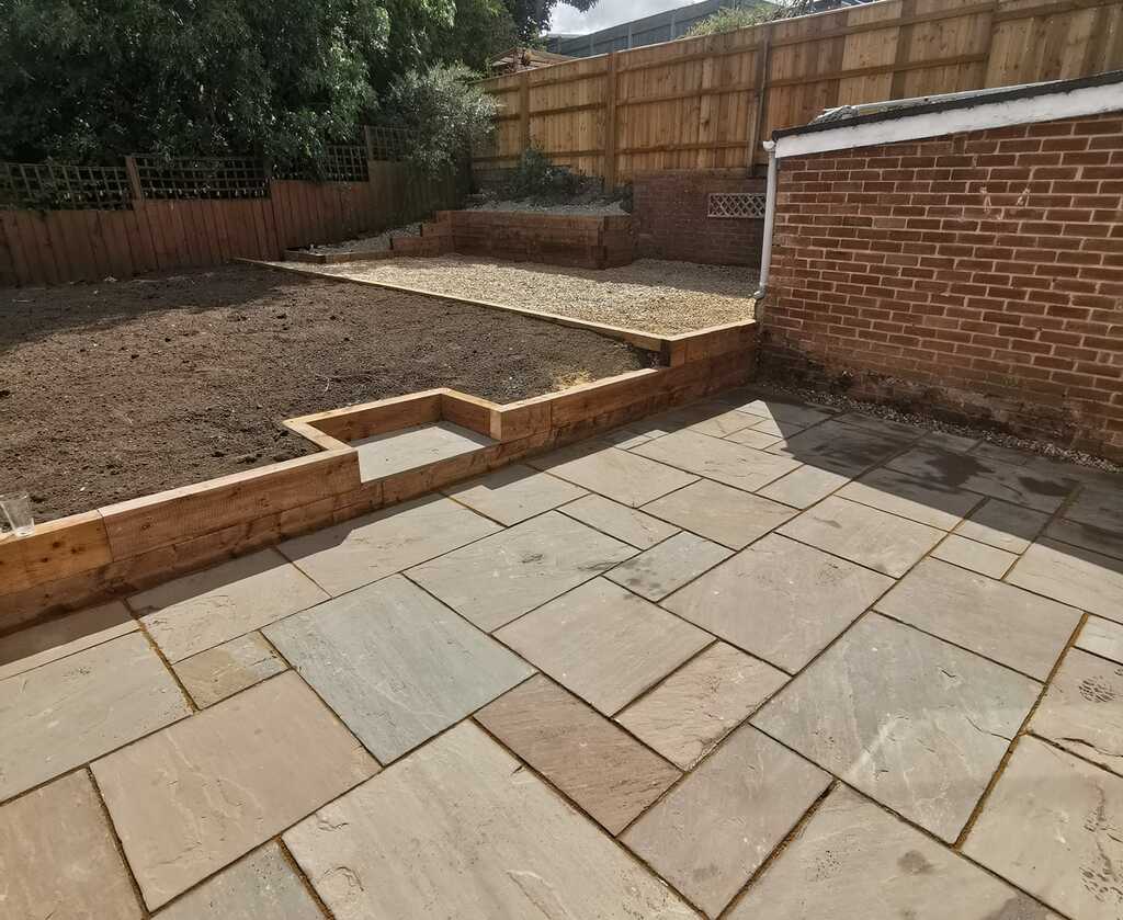 Raised Patio, Steps, Outside Seating 